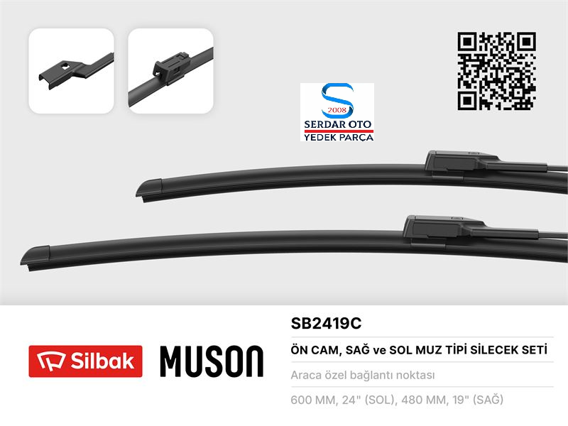 Volkswagen SİLECEK SÜPÜRGESİ 600/480MM MUZ TİPİ 04- JETTA IV-PASSAT-VARIANT-ALLTRACK GOLF5 GOLF6 Passat 02/11 SİLBAK 2419C2