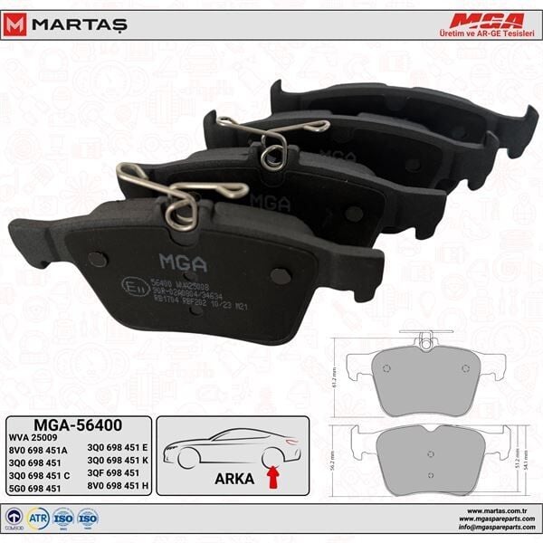 Audi Q7 Touareg Arka Fren Balata Takımı 7L0698451B MGA 56404