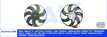 FAN MOTORU GOLF5 / GOLF6 / JETTA / A3 / CADDY / LEON 04-12 1.4-1.6-1.9 TDI SAĞ 160W 296mm KALE 414400 1K0959455ES