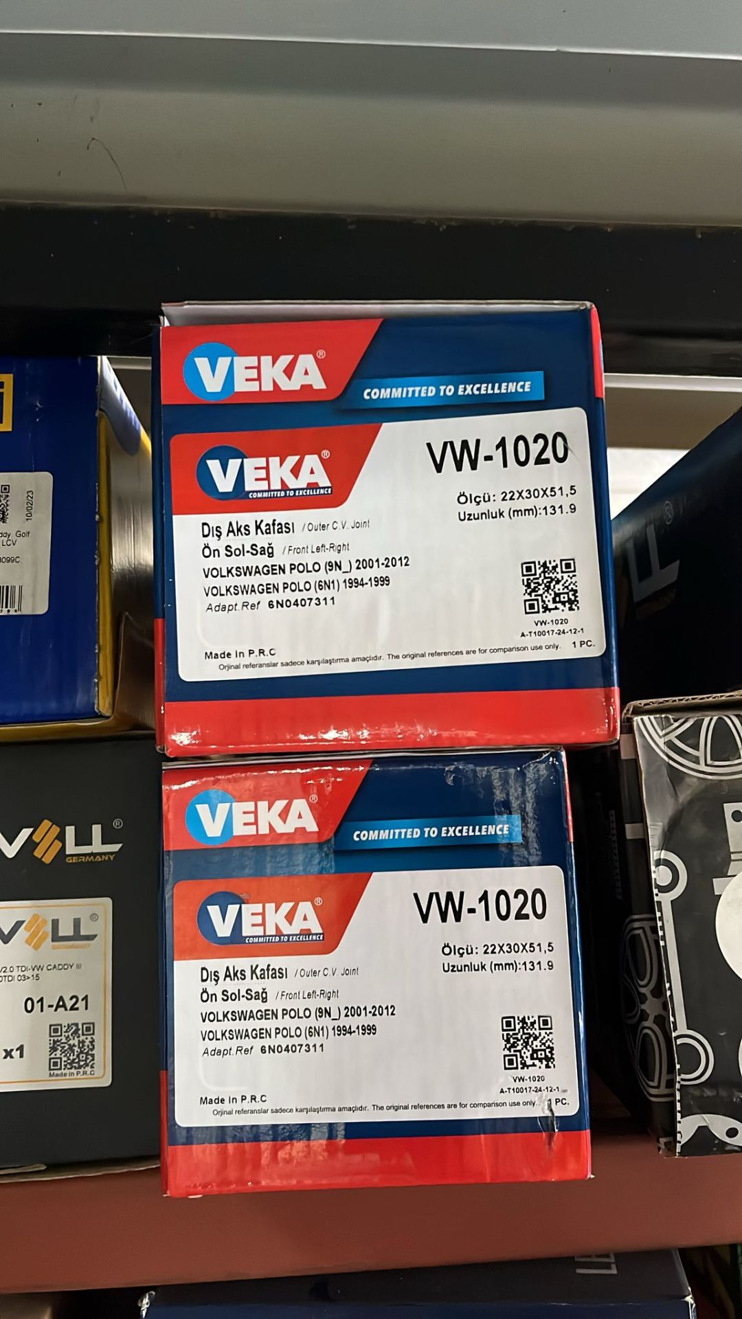 AKS KAFASI ÖN DIŞ VOLKSWAGEN POLO HB POLO CLASSİC 1.4i 16v 22X30X51,5 UZUNLUK 131,9 mm 2001-2012 6N0498099X VEKA VW-1020 6N0407311