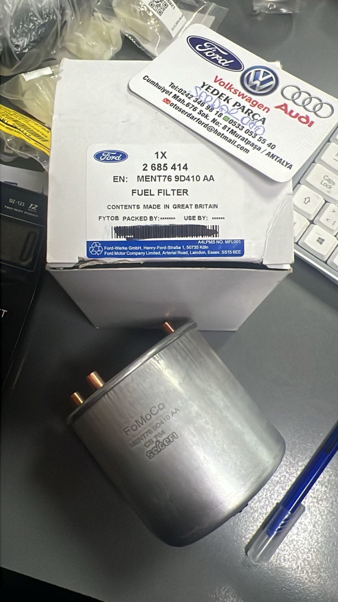 Ford Yakıt Mazot Filtre Elemanı 1.5-1.6 Tdci Euro5 Motor Dizel Focus Fiesta Bmax Courier Cmax Mondeo Volvo AV6Q9D410 MENT769D410AA