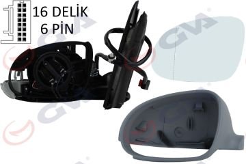DIŞ DİKİZ AYNASI SOL KOMPLE  ELEKTRİKLİ+ISITMALI+SİNYALLİ+ASTARLI+ASFERİK 6 FİŞ  GOLF5 04-10 ARASI VM 197EHPAL 1K1857507DC AK 3-K-