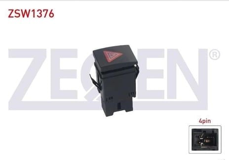 DÖRTLÜ FLASÖR ANAHTARI DÜĞME 4 PİN VOLKSWAGEN POLO 2001-2012 ARASI ZSW1376 6Q0953235A K-22