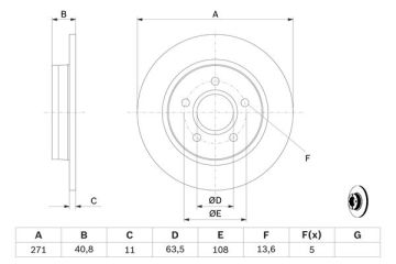 FOCUS - CMAX ARKA FREN DİSK TAKIMI 11-SONRASI [271 mm] BOSCH 0986479763 BV612A315BA