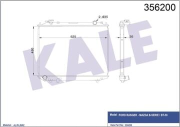 FORD RANGER MAZDA SU RADYATÖRÜ 2.5D 2.5 TD 1998-2011 ARASI KALE 356200 XM348005EB