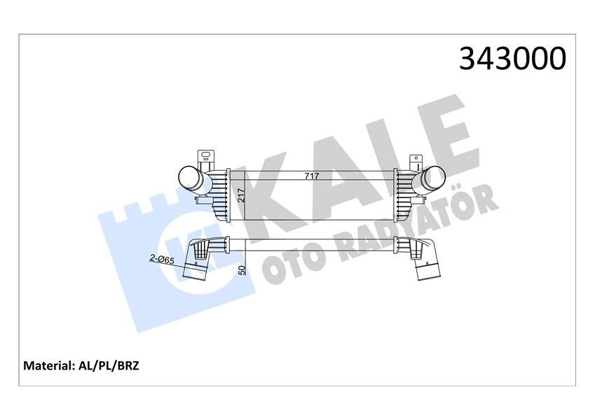 ) TURBO RADYATÖRÜ (İNTERCOOLER) VW TRANSPORTER T6 T7 11-19 ARASI KALE 343000 7E0145804A B 	CFCA 2,0 TDİ