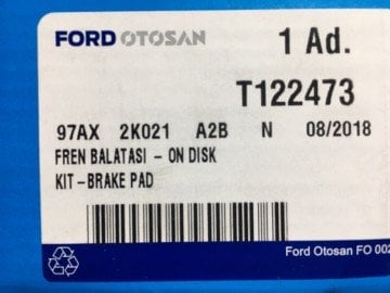 Ford Escort Ön Fren Balata Takımı 1992-2000 Arası Orjinal 97AX2K021