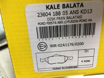 Ford Fiesta Fusion Ön Fren Balata Takımı 02-08 Arası KALE 2360418805 TAMTK2K021FSTL