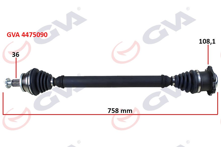Ön Aks Sağ Komple Fabia 01-12 /POLO  ROOMSTER 06-CORDOBA 02-09 / iBiZA IV 02-09 / AMF-BNV 1.4TDi 759mm 6Q0407452HX LX VW-8008 Veka