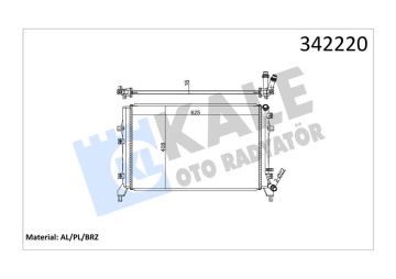 RADYATÖR VW CADDY III-EOS-GOLF PLUS-GOLF V-VI-JETTA III-JETTA IV-PASSAT-SCIROCCO-TOURAN (AL-PL-BRZ) KALE 342220 1K0121251BN DEP