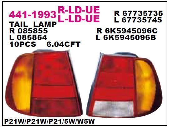 ARKA STOP LAMBASI SOL POLO CLASSİC 97-01 ARASI DEPO 4411993LLDUE 6K5945111D