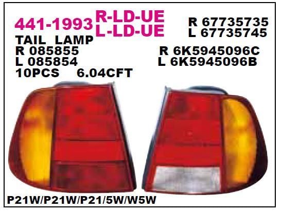 ARKA STOP LAMBASI SOL POLO CLASSİC 97-01 ARASI DEPO 4411993LLDUE 6K5945111D D1-D4