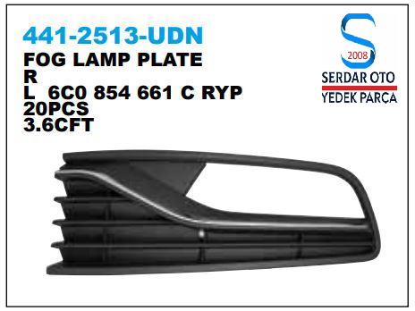 VOLKSWAGEN ÖN TAMPON SİS ÇERÇEVESİ IZGARASI SOL SİSLİ NİKELAJLI ÜCGEN BRAKETSİZ 6C0854661 XB-5