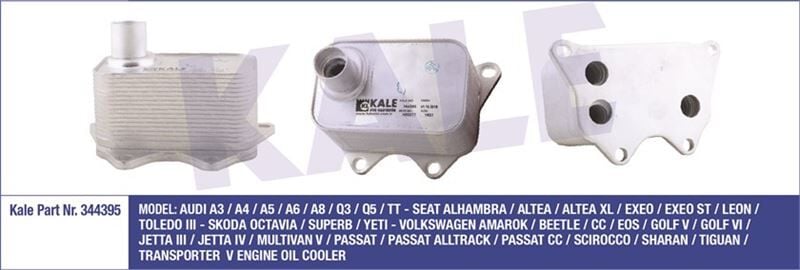 YAĞ SOĞUTUCU PETEĞİ AUDİ A4-A5-A6-GOLF5-GOLF6-PASSAT 04- CABA-BLR-BVY-BGP-BPJ 1,8 TSİ-2,0 FSİ-2,0 TFSİ KALE 344395 06J117021D J AR-DOL-ÜST