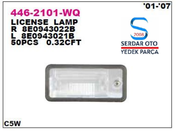 AUDİ PLAKA LAMBASI SAĞ AUDİ A3 A4 A6 Q7 8E0943022B 446-2101R NOVA K-23