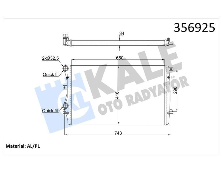 SU RADYATÖRÜ CAXA CTHD BMY BJB BXE BKC 1,4 TSİ-1,9 TDİ AUDi A3 SEAT GOLF6 SCİROCCO ALTEA LEON TOLEDO SKODA OCTAVİA SUPERB YETİ BEETLE CADDY PASSAT KALE 356925 1K0121253 H BB AT DEP.