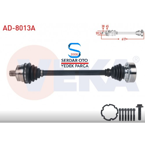 Audi A4 Ön Aks Sol Absli 617mm 8E2B6 8ECB7 AD8013A 8E0407451BX CX AH D1-G9