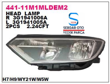 Volkswagen PASSAT B8 ÖN FAR SOL 14-19 ARASI 3G1941006B D1-E1