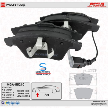 Volkswagen Ön Fren Balata Takımı Transporter T5 T6 MGA 55210 7h0698151 04-18 Arası