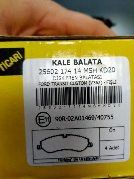 Ford Transit ve Custom Ön Fren Balata Takımı 14-22 ARASI KALE 2560217414 BK3J2K021