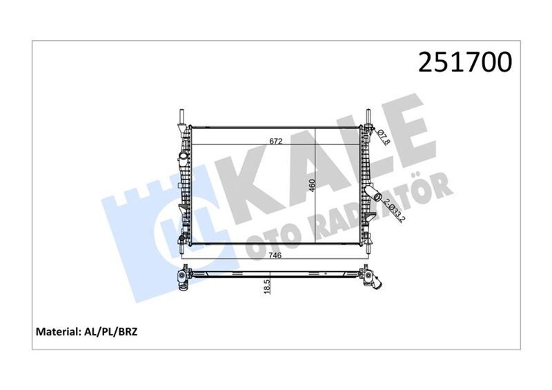TRANSİT V347 KLİMASIZ TRANSİT SU RADYATÖRÜ 07-11 ARASI -AC 7C118005AB KALE 0222311AB