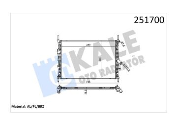 TRANSİT V347 KLİMASIZ TRANSİT SU RADYATÖRÜ 07-11 ARASI -AC 7C118005AB KALE 0222311AB
