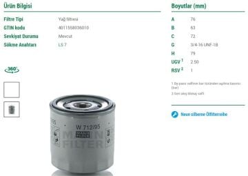 YAĞ FİLTRESİ GOLF7-A3-LEON-PASSAT-POLO-A1 13- CHZD-CJZB-CYVA-CJZA-CYVB-CPVA-CZCA-CHPA-CPTA   MANN W 712/95 04E115561 ZB-58