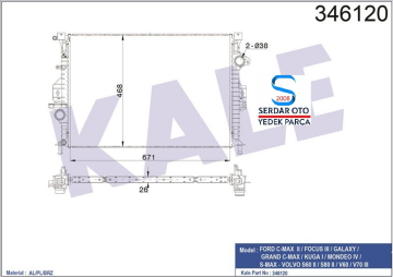 Ford Mondeo Volvo Su Radyatörü Manuel Vites 07-11 Arası 1.6 2.0Tdci - Benzinli Kale 346120