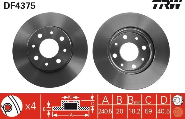 ON FREN DISKI FIAT 500 08 500C 09 PANDA 12 FORD KA 1.3 TDCİ 09 0.9-1.2-1.4-1.3DMTJ 240.5