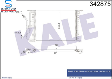 Ford Fiesta Klima Radyatörü 1996-2001 ARASI kale 342875 (