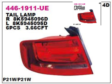 AUDİ A4 ARKA STOP LAMBASI DIŞ SAĞ LEDSİZ A4 08-11 DEPO 4461911RUE 8K5945096D D1-G8