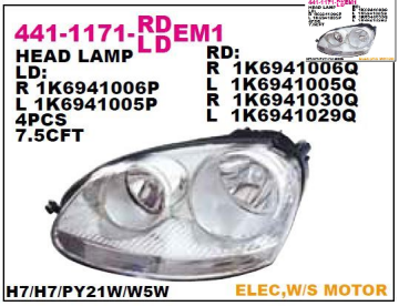 VOLKSWAGEN FAR SOL GOLF5 JETTA 04-10 ARASI DEPO4411171LLDEM1 1K6941005P D1-D5