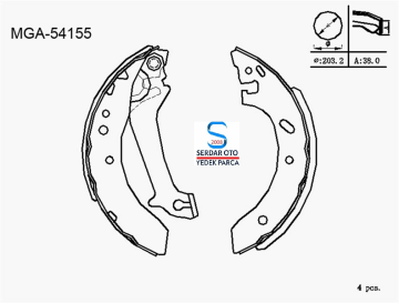 Ford Escort Arka Fren Balata Takımı Geniş Tip Absiz Levyeli Mga 54155 91AB2200LA