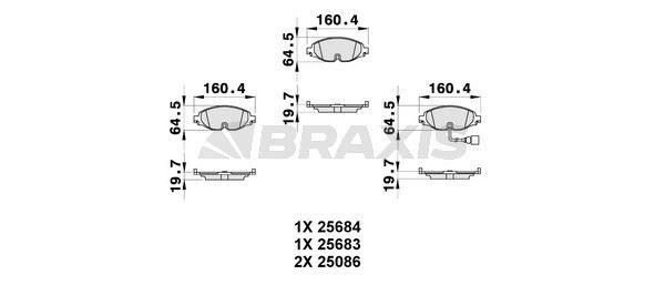Ön Fren Balata Takımı 13- SONRASI GOLF7-Audi3-LEON-PASSAT Caddy Octavia Polo Braxıs AB0313 8V0698151 5Q0698151B 2Q0698151