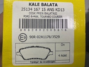 Courier Ön Fren Balata Takımı 14-23 Arası KALE MT762K021 2513416705