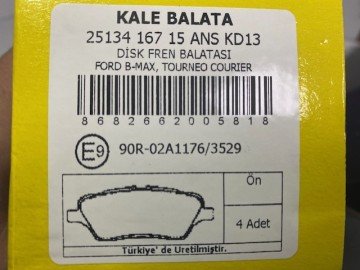 Ford Courier Ön Fren Balata Takımı 14-23 Arası KALE MT762K021 2513416705