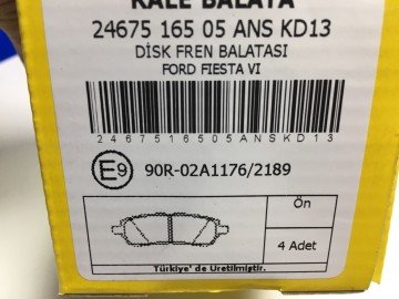 Ford Fiesta Ön Fren Balata Takımı 09-17 Arası Kale 8v5j2k021 2467516505