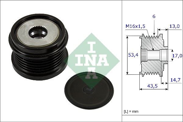ALTERNATÖR ŞARJ DİNEMO KASNAĞI 43.5mm CMAX-FIESTA VI-FOCUS III-KUGA II-TRANSİT-CONNECT-COURIER 1.5-1.6-2.0TDCİ İNA 535023710