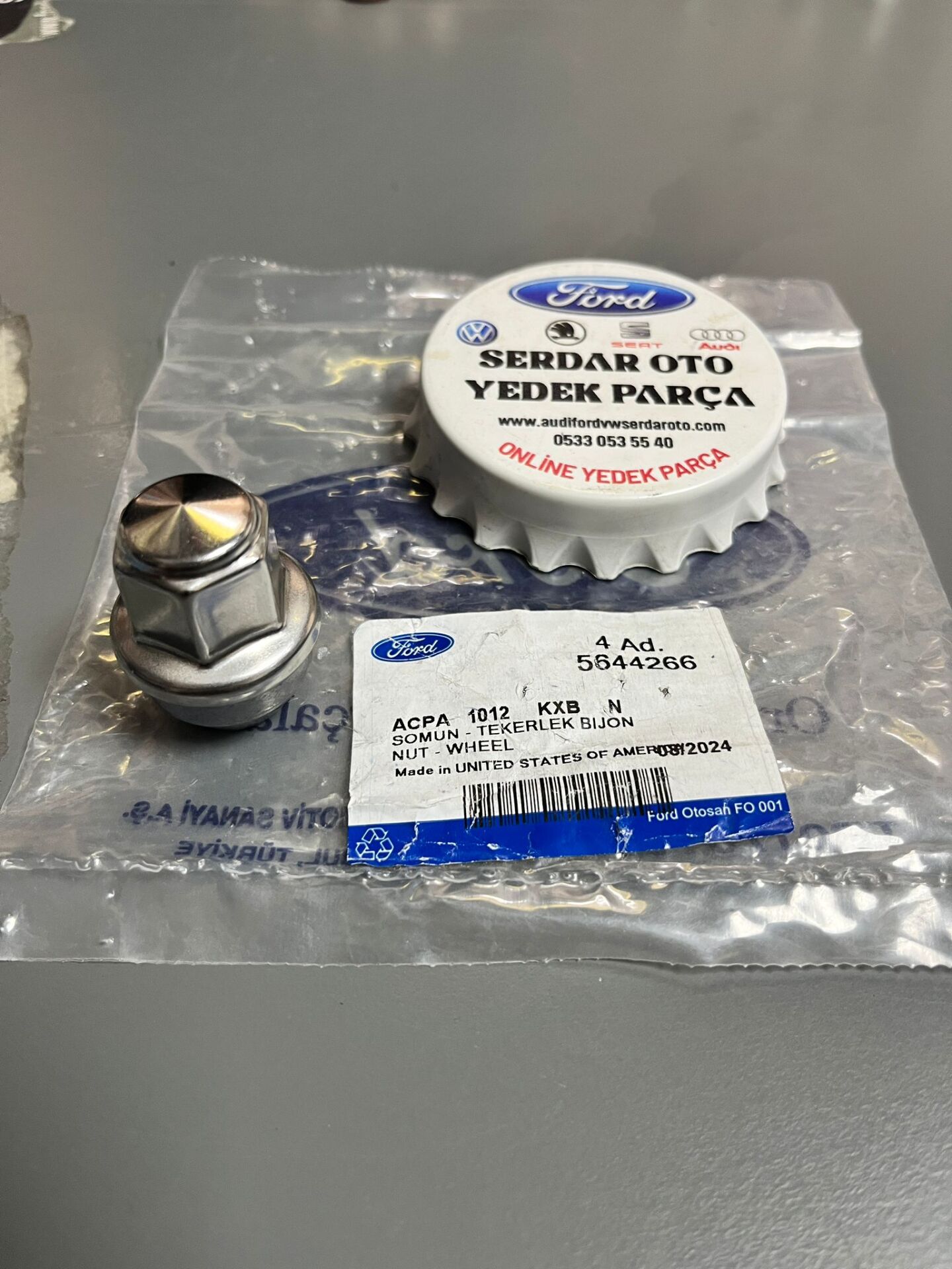 Ford Custom Transit BİJON SOMUNU KAPALI KONİK ALAŞIM JANT (M14 X 1.5) ACPA1012KXB Orjinal Otosan