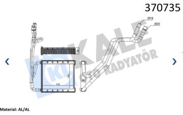 Ford COURİER KALORİFER RADYATÖRÜ BORULU 14-23 ARASI KALE 370735 AV1118539CA
