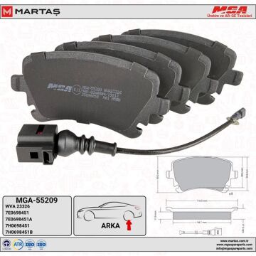 TRANSPORTER T5 T6 T7 ARKA FREN BALATA TAKIMI MGA 55209 7H0698451