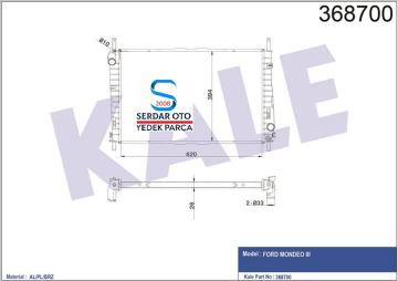 Ford Mondeo Su Radyatörü 02-06 Arası 2,0 DURATEC HE BENZİNLİ KALE 368700