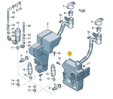 Vw Silecek Su Deposu Cam Kapaklı Fiskiye Bidonu Golf5 Jetta Caddy Ovtavia Yeti Sciirocco A3 Leon 1K0955453S