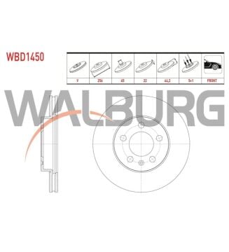 ÖN FREN DİSK TAKIMI HAVALI 5 BJN 256X22X65X44,2 VOLKSWAGEN POLO (AW1) 1.0 TSİ - 1.6 TDI 2018- / SEAT İBİZA (KJ1) 1.0 TSI 2017- WALBURG WBD1450 2Q0615301G