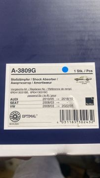 Vw Ön Amortisör Gazlı VW POLO A1 İBİZA 09-Sonrası Optimal A3809G 6R0413031C 6R0413031AJ