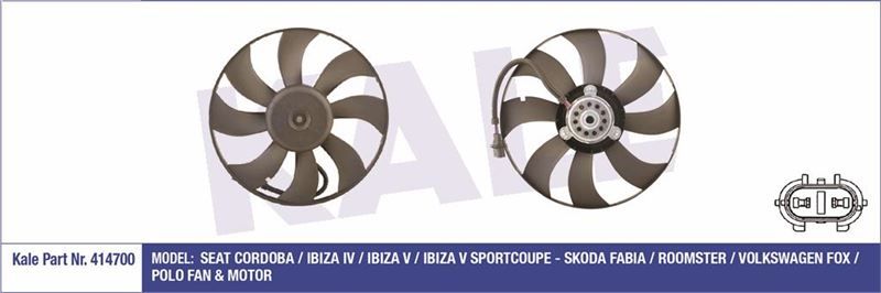 Vw Fan Motoru Pervaneli Polo Cordoba İbiza Fabia KALE-414700 6R0959455 E 6Q0959455N BBY BKY BBZ BNV BNM CGPA 1,4 16V-1,4 TDİ