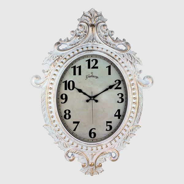 731-BA DUVAR SAATİ GRİ ÇERÇEVE ÇAP:73cm x 54cm VİNTAGE TAÇLI EKSİTME DEKORATİF AMERİKAN BRİSTOL KADRAN AKAR SANİYELİ MEKANİZMA AKRİLİK BOYA MİNERAL CAM
