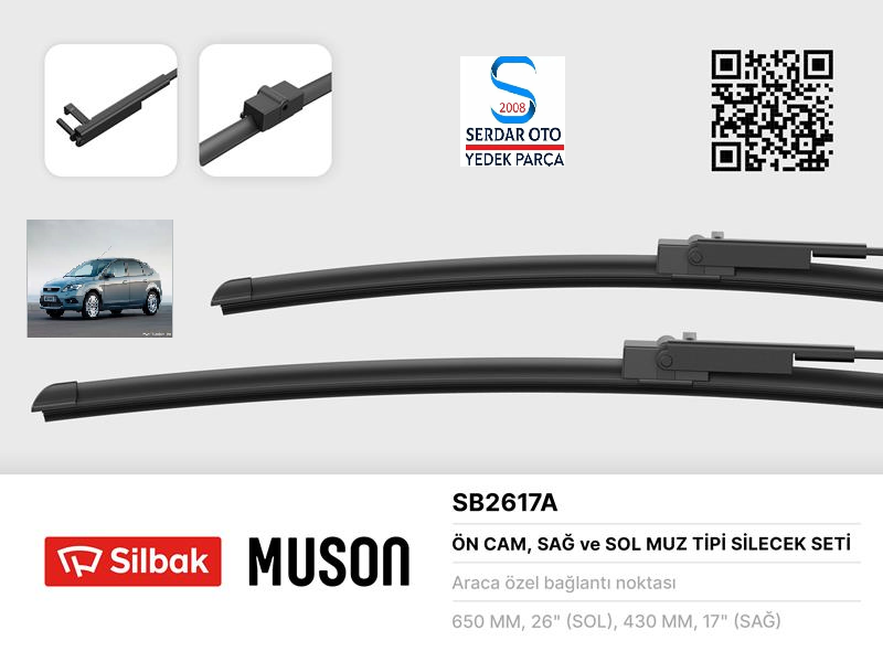 Ford Focus2 VolvoS40 Ön Cam Silecek 06-11 Arası Takımı Silbak  2617A