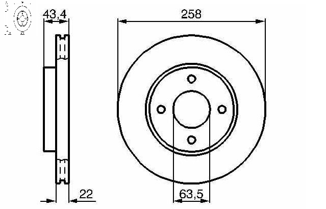 ÖN FREN DİSKİ 258 MM) FOCUS 98>05 FİESTA-FUSİON 02>08 - BOSCH-0986479R64