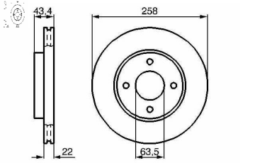 ÖN FREN DİSKİ 258 MM) FOCUS 98>05 FİESTA-FUSİON 02>08 - BOSCH-0986479R64